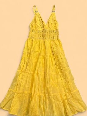 Sunshine Yellow Tiered Maxi Dress with Smocked Waist